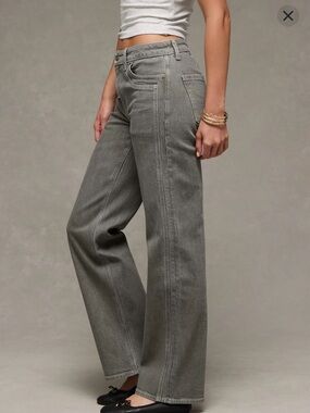 Wide Leg Gray Denim Jeans